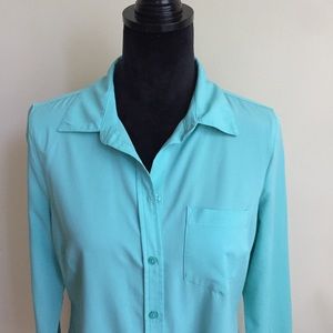 Merona Long-Sleeve Seafoam Green Button-Up Blouse